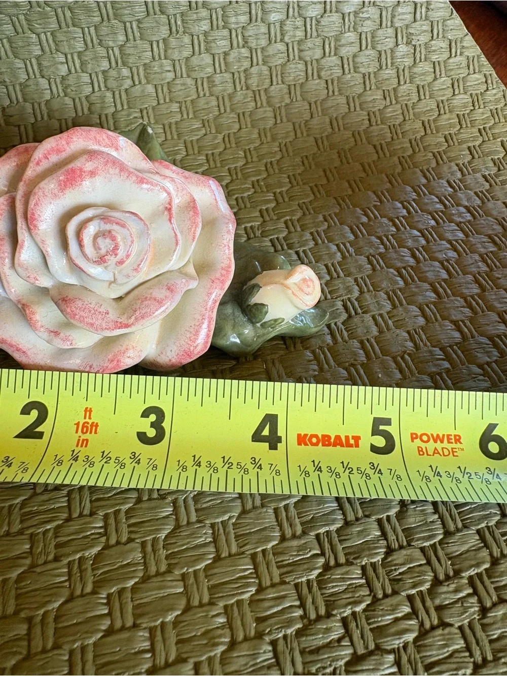 Vintage ceramic pink rose lidded trinket box  1970’s-80’s